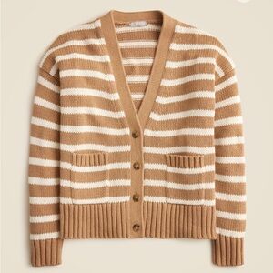 NWT J. Crew Heritage Cotton Relaxed Navy and White Cardigan in Stripe XS